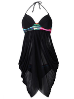 Women Sexy Mesh Dress Bikini Sets Halter Push Up Swimsuit