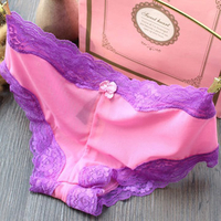 Women Sexy Mesh Lace Bow Briefs Low Waist Panties Underwear
