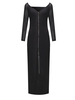 Women Sexy Mesh Stitching Zipper Long Sleeve V-neck Maxi Dress