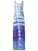 Women Sexy Multi-color Gradient Slim O-neck Sleeveless Maxi Dress