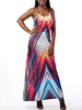 Women Sexy Multi Color Halter Sleeveless O-neck Backless Maxi Dress