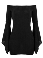 Women Sexy Off-shoulder Bodycon Horn Sleeve Mini Dress