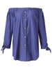 Women Sexy Off-shoulder Denim Long Sleeve Slash Neck Mini Dress