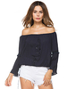 Women Sexy Off Shoulder Long Sleeve Drawstring Blouses