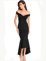 Women Sexy Off-shoulder Mermaid Hem Evening Maxi Dress