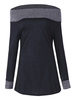 Women Sexy Off-shoulder Patchwork Long Sleeve T-shirt