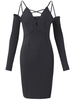 Women Sexy Off-shoulderBackless Half Sleeve V-neck Dress