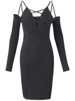 Women Sexy Off-shoulderBackless Half Sleeve V-neck Dress