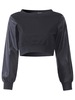 Women Sexy PU Leather Stitching Long Sleeve Sweatshirt