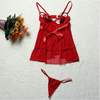 Women Sexy Red Heart Hollow Breast Babydoll Open Back Temptation Nightdress