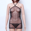 Women Sexy See Through Halter Babydoll Silver Wire Gauze Nightdress