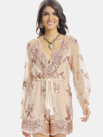 Women Sexy Sequins Bandage V-neck Long Sleeve Backless Jumpsuit