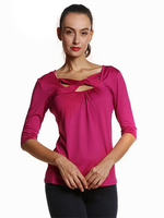 Women Sexy Solid Color Patchwork Ruffled Cross Collar T Shirts