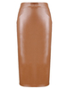 Women Sexy Solid High Waist Faux Leather Bodycon Pencil Skirt