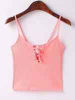 Women Sexy Spaghetti Strap Bandage Backless V Neck Tank Top