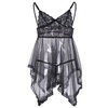 Women Sexy Spaghetti Strap Sleepwear Perspective Lace Mesh Bowknot Nightdress