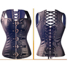 Women Sexy Steampunk Synthetic Leather Corset Front Zip Shoulder Straps Bustiers