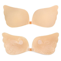 Women Sexy Strapless Silicone Invisible Bra Deep V Front Closure Gather Bras
