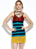 Women Sexy Stripe Knit Multi Color Camisole V-neck Beach Dress