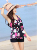 Women Sexy Sunflower Printed Beach Swimwear Bowknot Halter Cover Belly Two-piece Swimwear
