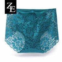 Women Sexy Transparent Lace Panties Mid Waist Temptation Briefs Underwear