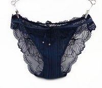 Women Sexy Transparent Lace Flower Briefs Bouffancy Embroidery Breathable Panties Underwear