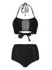 Women Sexy Transparent Mesh Bikini Sets Halter High Waist Bathing Suits Swimwear