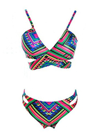 Women Sexy Triangle Printing Bikini Cross Straps Bikini Sets Swimwear