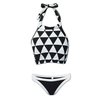 Women Sexy Triangle Printing Bikini Sets High Neck Low Waist Swimsuit