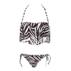 Women Sexy Zebra Wrapped Chest Bikini Tassel Halter Neck Bikini Sets Swimwear