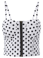 Women Sexy Zipper Dots Bustier Straps Bras Tank Top