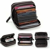 Women Short Double Zipper Genuine Leather Wallet Cards Cash Coins Holder Casual Purse