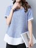 Women Short Sleeve Fake Two Pieces Cotton T-shirts