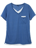 Women Short Sleeve False Two-piece Cotton Casual T-shirt
