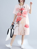 Women Short Sleeve Floral Printed O-Neck Loose Vintage Dresses