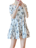 Women Short Sleeve Floral Printing Loose Mini Dress