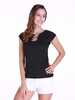 Women Short Sleeve Half Open Collar Slim Cotton T-shirts