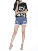 Women Short Sleeve Heart Printed Patchwork Tunic T-shirt