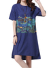 Women Short Sleeve O Neck Printing High Low Vintage Dress