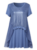 Women Short Sleeve Patchwork Irregular Fake Two-piece T-shirt