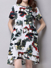 Women Short Sleeve Printed Irregular Hem Vintage Summer Dresses