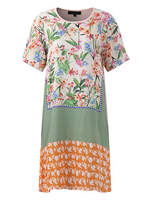 Women Short Sleeve Printed Patchwork Mid-Long Dresses