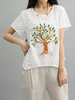 Women Short Sleeve Tree Printing Embossing Irregular T-shirt