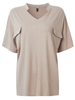 Women Short Sleeve V-neck Pocket Split Irregular T-shirt