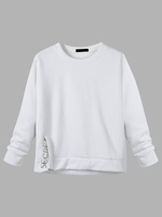 Women Side Split Fleece Long Sleeve Casual Sweatshirt