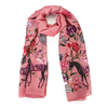 Women Silk Scarf Spring Summer Horse Rose Pattern Sunscreen Shawl