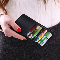 Women Simple Elegant Black Business Wallet Card Wallet Card Holder Wallet Purse