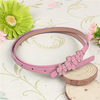 Women Skinny Flower Thin Leather Waist Strap Adjustable Buckle Belt