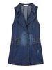 Women Sleeveless Double-Breasted Denim Long Vest Waistcoat