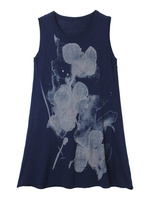 Women Sleeveless Ink Printed Knitted Mini Sundress Vintage Dress